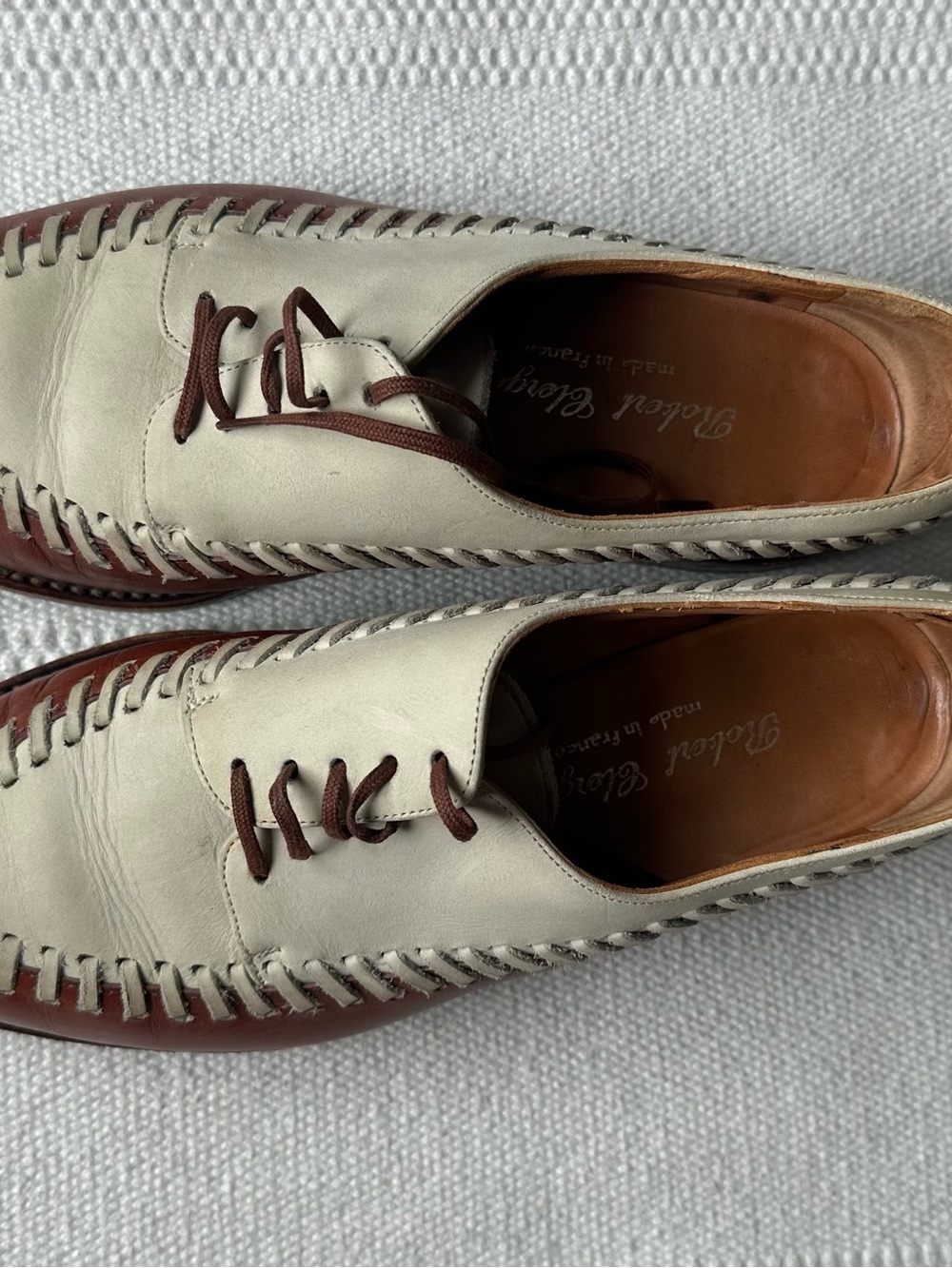 Robert Clergerie Two-Tone Leather Women’s Lace-Up Shoes - Cream & Brown